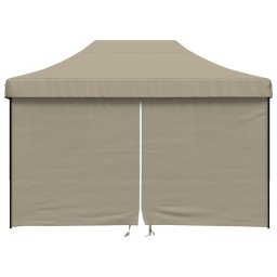 vidaXL Partytent inklapbaar pop-up met 4 zijwanden taupe
