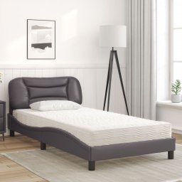 vidaXL Bed met matras "Hvar" kunstleer grijs 100x200 cm