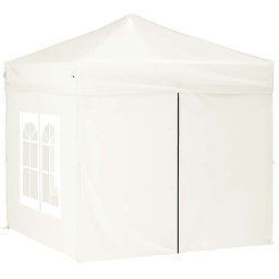 vidaXL Partytent inklapbaar met zijwanden 2x2 m crèmekleurig