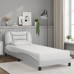 vidaXL Bed met matras "Hvar" kunstleer wit 90x190 cm