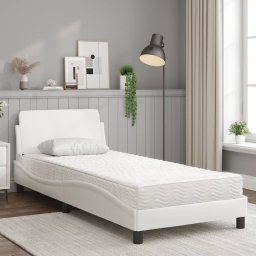 vidaXL Bed met matras "Dover" kunstleer wit 90x190 cm
