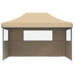 vidaXL Partytent inklapbaar pop-up met 3 zijwanden beige
