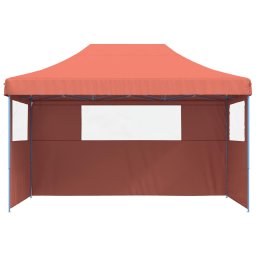vidaXL Partytent inklapbaar pop-up met 3 zijwanden terracottakleurig