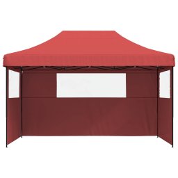 vidaXL Partytent inklapbaar pop-up met 3 zijwanden bordeauxrood