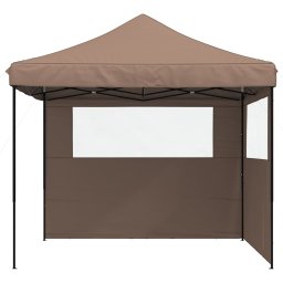 vidaXL Partytent inklapbaar pop-up met 2 zijwanden bruin