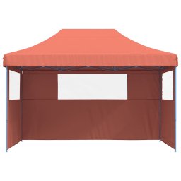 vidaXL Partytent inklapbaar pop-up met 3 zijwanden terracottakleurig