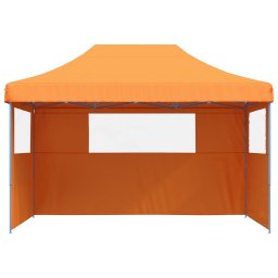 vidaXL Partytent inklapbaar pop-up met 3 zijwanden oranje