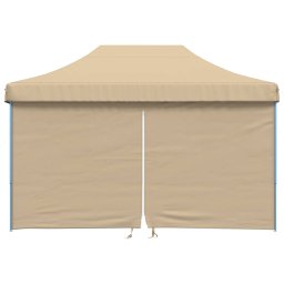 vidaXL Partytent inklapbaar pop-up met 4 zijwanden beige