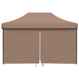 vidaXL Partytent inklapbaar pop-up met 4 zijwanden bruin