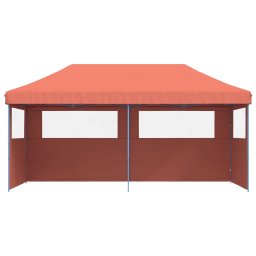 vidaXL Partytent inklapbaar pop-up met 3 zijwanden terracottakleurig