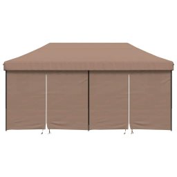 vidaXL Partytent inklapbaar pop-up met 4 zijwanden bruin
