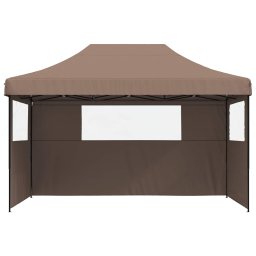 vidaXL Partytent inklapbaar pop-up met 3 zijwanden bruin