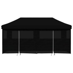 vidaXL Partytent inklapbaar pop-up met 4 zijwanden zwart