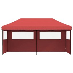vidaXL Partytent inklapbaar pop-up met 3 zijwanden bordeauxrood