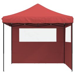 vidaXL Partytent inklapbaar pop-up met 2 zijwanden bordeauxrood
