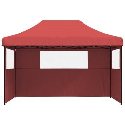 vidaXL Partytent inklapbaar pop-up met 3 zijwanden bordeauxrood