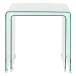 vidaXL Bijzettafel set 2-dlg transparant gehard glas