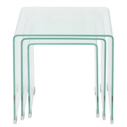 vidaXL Bijzettafel set 3-dlg transparant gehard glas
