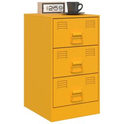 vidaXL Nachtkastjes 2 st 34,5x39x62 cm staal mosterdgeel