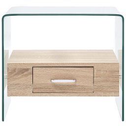 vidaXL Salontafel met lade 50x50x45 cm gehard glas