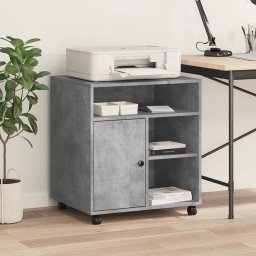 vidaXL Printerkastje met wielen 60x50x67 cm betongrijs