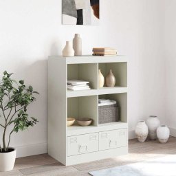 vidaXL Hoge kast 67x39x95 cm staal wit