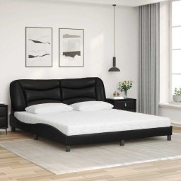 vidaXL Bed met matras "Hvar" kunstleer zwart 180x200 cm