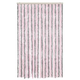 vidaXL Vliegengordijn 118x220 cm chenille zilvergrijs en roze