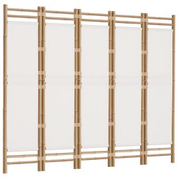 vidaXL Kamerscherm 5-panelen inklapbaar 200 cm bamboe en canvas