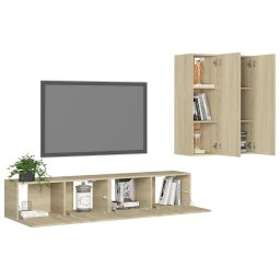 vidaXL 4-delige Tv-meubelset spaanplaat sonoma eikenkleurig