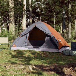 vidaXL Koepeltent 4-persoons waterdicht grijs en oranje