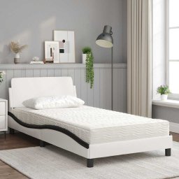 vidaXL Bed met matras "Dover" kunstleer wit en zwart 100x200 cm