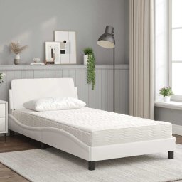 vidaXL Bed met matras "Dover" kunstleer wit 100x200 cm