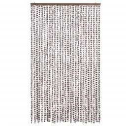 vidaXL Vliegengordijn 118x220 cm chenille taupe en wit