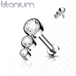 Piercing titanium descending 3CZ 1.2x8 - zilver
