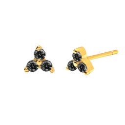 Oorbellen triangular steentje stud - goud zwart