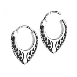 Oorbellen tribal drop down 0.8x10 - zilver