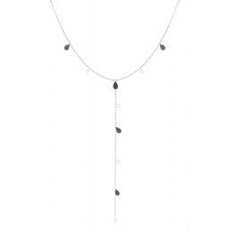 Lange ketting emaille druppel zilver-zwart