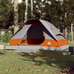 vidaXL Koepeltent 4-persoons waterdicht grijs en oranje
