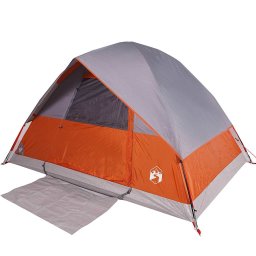 vidaXL Koepeltent 4-persoons waterdicht grijs en oranje