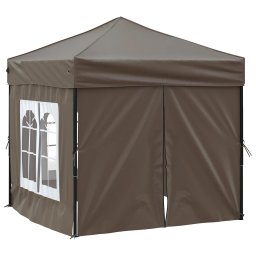 vidaXL Partytent inklapbaar met zijwanden 2x2 m taupe