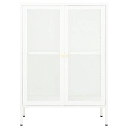 vidaXL Dressoir 75x35x105 cm staal en glas wit