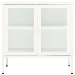 vidaXL Dressoir 70x35x70 cm staal en glas wit
