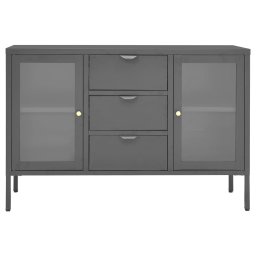 vidaXL Dressoir 105x35x70 cm staal en gehard glas antracietkleurig