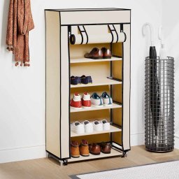 vidaXL Schoenenkast met hoes 58x28x106 cm stof crème