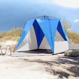 vidaXL Strandtent 4-persoons waterdicht snelontgrendeling azuurblauw