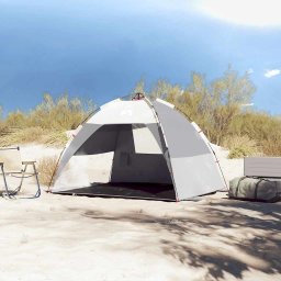 vidaXL Strandtent 2-persoons waterdicht snelontgrendeling grijs