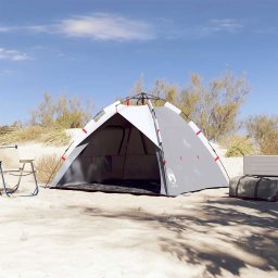 vidaXL Strandtent 3-persoons waterdicht snelontgrendeling grijs