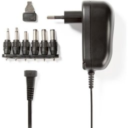 Nedis Universele AC-Stroomadapter - 12 W - 3 - 12 V DC - 1.80 m - 2.0 A - 6 plug(s) - Zwart