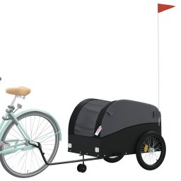 vidaXL Fietstrailer 45 kg ijzer zwart